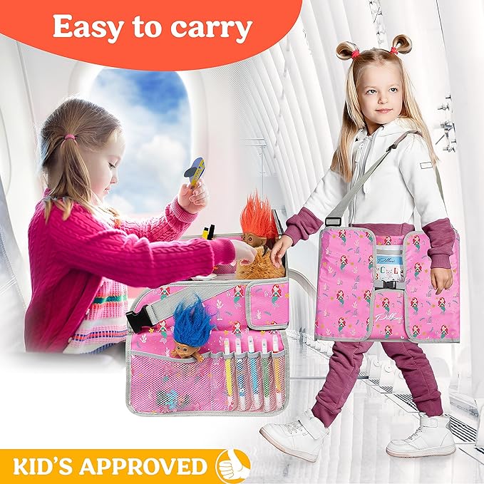 PILLANI Kids Travel Tray for Car - Toddler Car Activities, Car Seat Tray with Activity Sheets & Pens, Road Trip Essentials for Car & Airplane, Travel Lap Desk Accessories - Road Trip Activities Toys