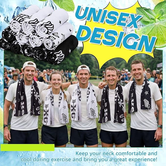 12 Pack Cross Country Cooling Towel Set, 40 x 12 Inches Sports Cooling Towels with Arrow Pattern Designs, Cross Country Running Gifts for Friends, Runners, Teams, or Race Day Gifts