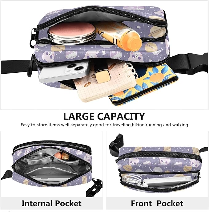 Kawaii Teddy Bear Universe Fanny Pack for Women Men Water Resistant Fashion Waist Packs with Adjustable Strap Belt Bag for Travel Workout Jogging Hiking 21219111