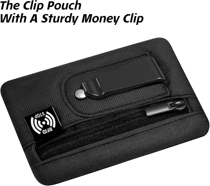 Money Clip, RFID Belt Wallet Travel Wallet Blocking Clip Pocket for Cards Pickpocket Hidden Clips Stash Credit Card Holder Compact Thin Anti-Theft for Traveling(Black)