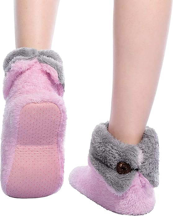 FRALOSHA Women's Slipper Sock Coral Velvet Indoor Spring-Autumn Super Soft Warm Cozy Fuzzy Lined Booties Slippers