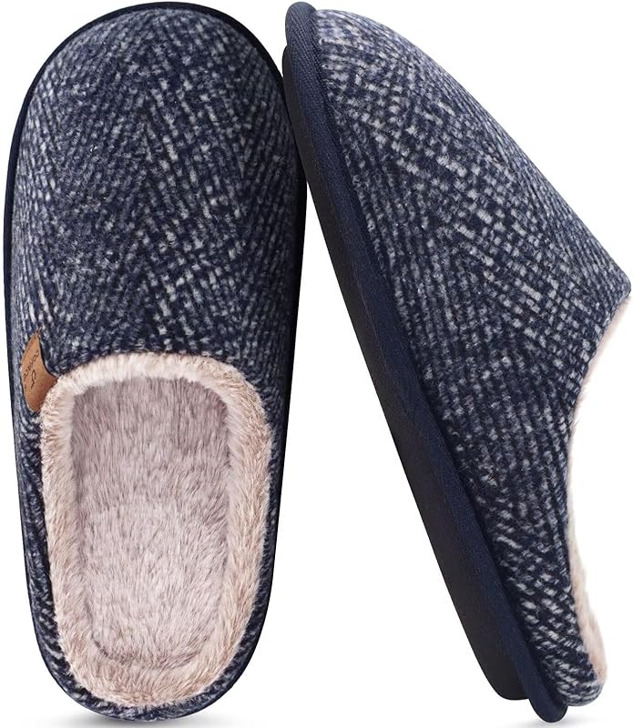 COFACE Mens Cozy Memory Foam Scuff Slippers Casual Slip On Warm House Shoes Indoor/Outdoor Sandal Slippers With Arch Support Rubber Sole Size 7-15