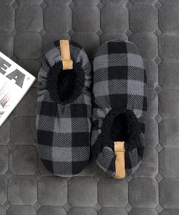 Keyela Mens Slipper Socks With Non Skid Bottoms, Warm Slipper Socks With Grippers For Men, Fuzzy House Slippers