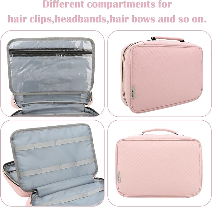 Micom Hair Accessories Storage Bag For Baby Girls, Hair Bow Organizer, Multifunctional Hair Accessories Storage Carrying Case for Display Hair Clips, Headbands, Scrunchies, Travelling Storage Bag