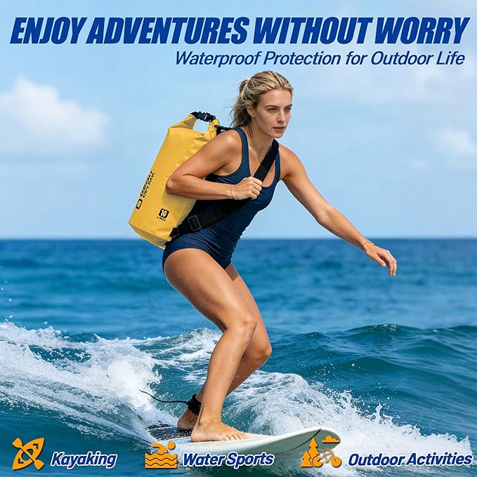 Waterproof Dry Bag, 5L/10L/20L/30L/40L Roll Top Lightweight Storage Backpack with Phone Case for Women & Men, Floating Waterproof Sack for Travel, Swimming, Kayaking, Paddle Board, Camping & Beach