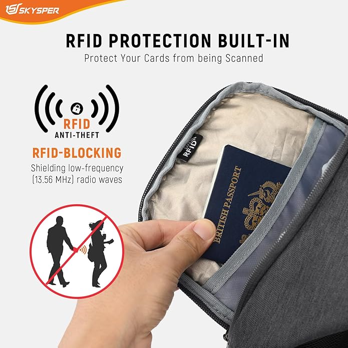 SKYSPER Sling Bag Anti Theft Crossbody Bag RFID Lightweight Travel Shoulder Chest Bag for Hiking Walking