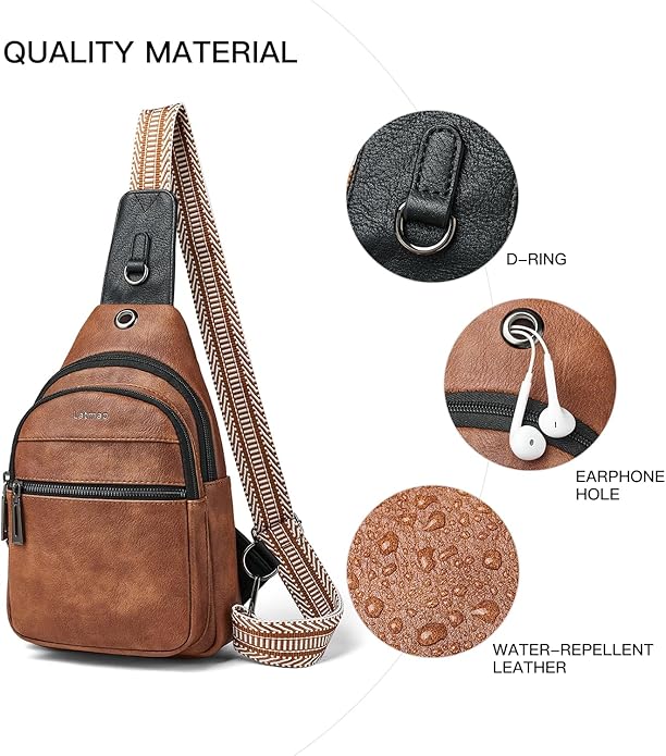 Sling Bag For Women Faux Leather Small Casual Daypack Backpack Fanny Pack Crossbody Chest Bags Purse