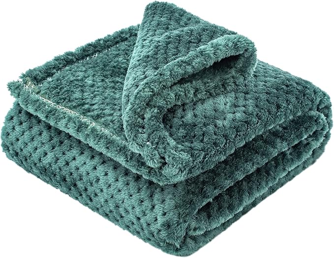 Fuzzy Blanket or Fluffy Blanket for Baby Girl or boy, Soft Warm Cozy Coral Fleece Toddler, Infant or Newborn Receiving Blanket for Crib, Stroller, Travel, Decorative (40”×60”, Black Green)