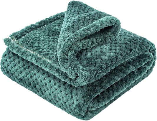 Fuzzy Blanket or Fluffy Blanket for Baby Girl or boy, Soft Warm Cozy Coral Fleece Toddler, Infant or Newborn Receiving Blanket for Crib, Stroller, Travel, Decorative (40”×60”, Black Green)