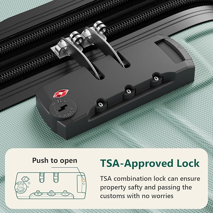 24 Inch Checked Luggage, ABS Hardside Suitcase with Spinner Wheels, Lightweight Medium Luggage with TSA Lock for Women and Men, Expandable Travel Suitcase for Business, Road Trips & Family Vacations