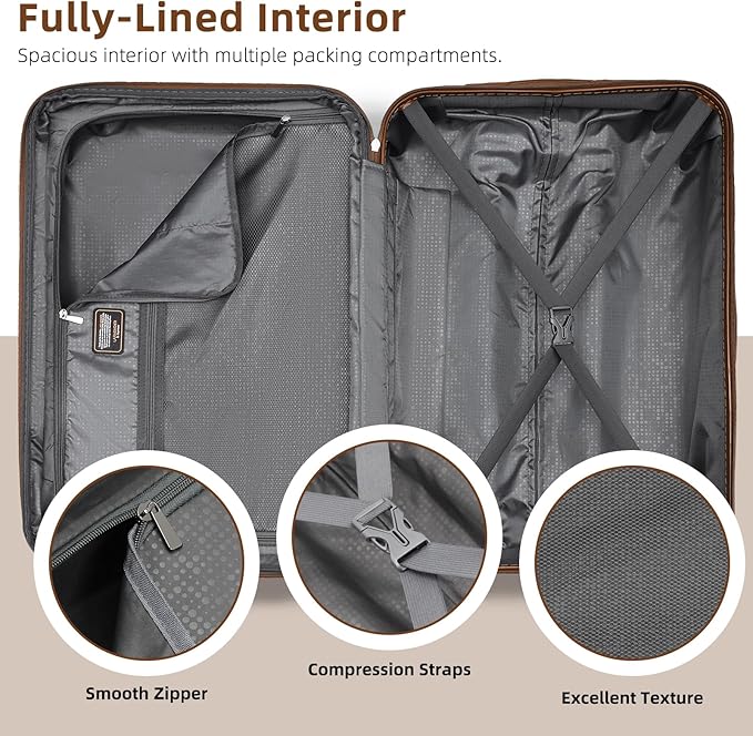 LARVENDER Luggage Sets 6 Piece Hardside Expandable Suitcase Set with Spinner Wheels TSA Lock Black, Travel Luggage Set Clearance for Men and Women, Black