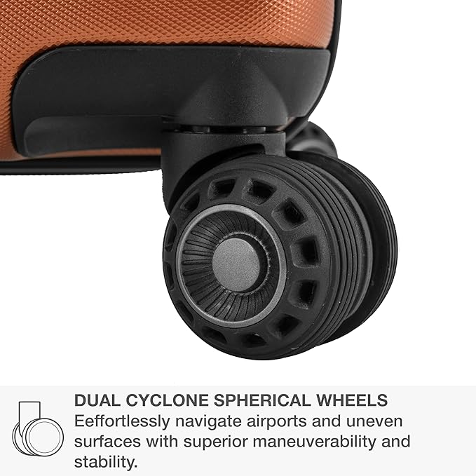 Traveler's Choice Archer Polycarbonate Expandable Luggage with Spinner Wheels, Orange, Checked 26-Inch