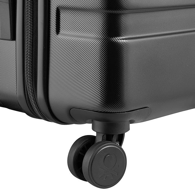 United Colors of Benetton Now! Hardside Luggage with Spinner Wheels, Black, Carry-On 19 Inch