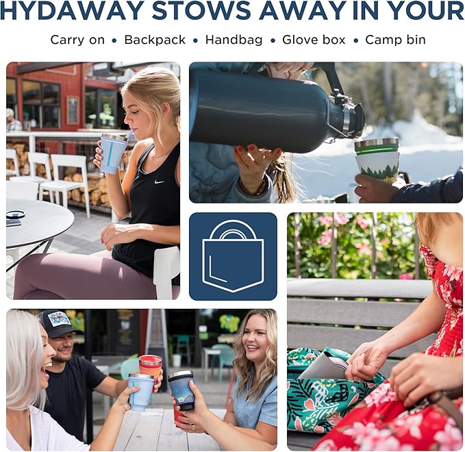HYDAWAY 16oz Collapsible Tumbler - Collapsible Insulated Drink Tumbler - Silicone Travel Cup with Lid & Sleeve - Perfect for Coffee, Travel, and Everyday Use