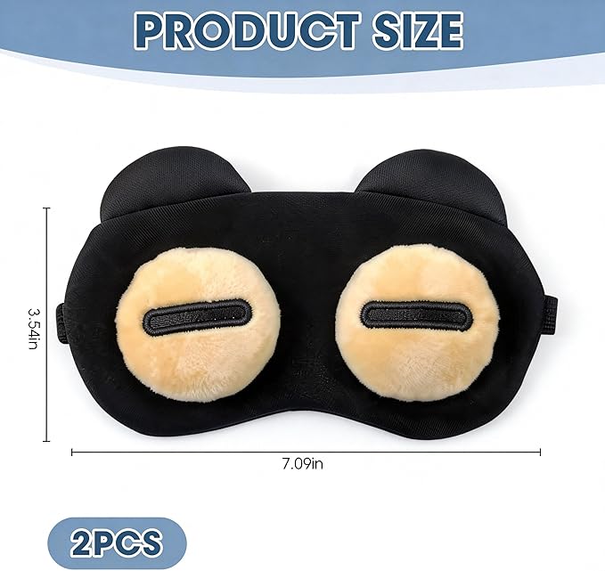 2PCS Cat Eye Sleep Mask for Sleeping, Soft Light Weight Eye Cover with Adjustable Strap,Funny Sleep Mask for Kids Women Men Travel Nap Blindfold Game（Half Closed Eyes+Closed Eyes）