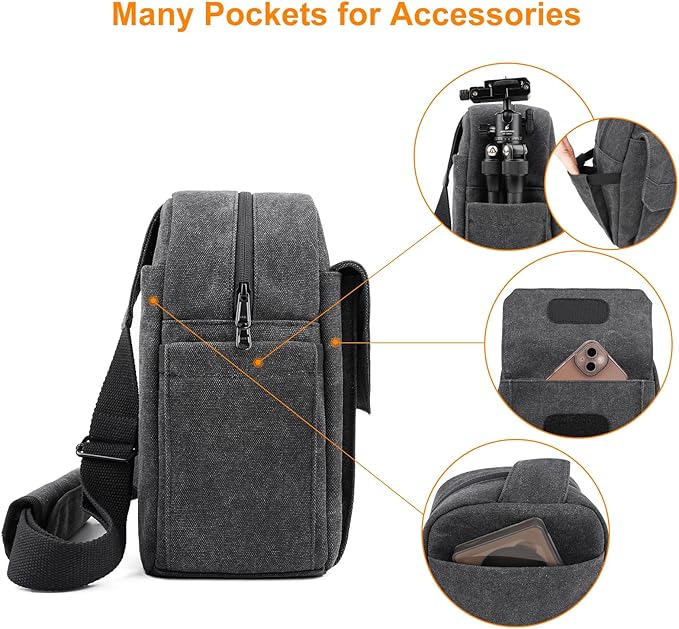 TULLIO Camera Bag Crossboy Printing Camera Sling Chest Bag Backpack for DSLR SLR Mirrorless Camera Waterproof for Photographer Compatible with Nikon Sony