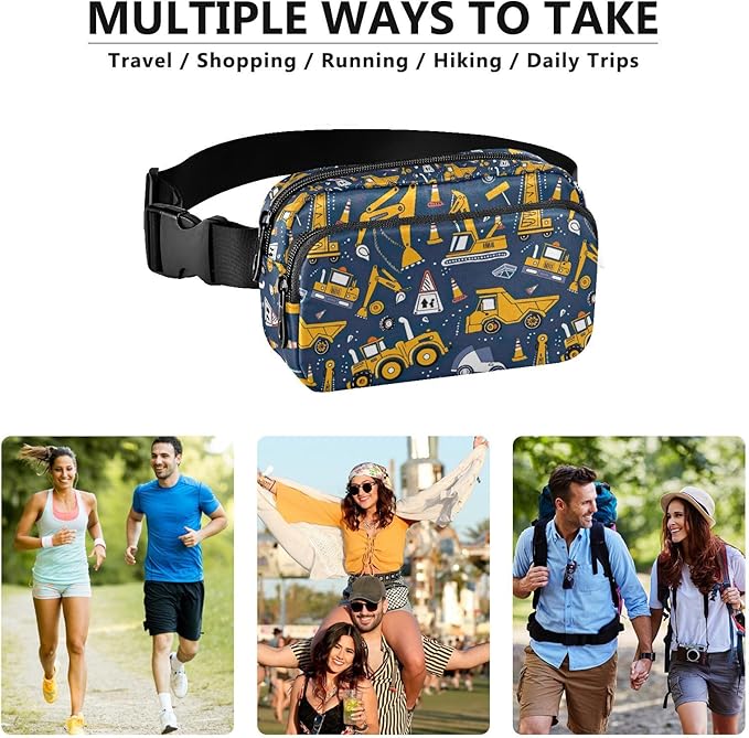 Funny Trucks Excavator Fanny Pack for Women Men Water Resistant Fashion Waist Packs with Adjustable Strap Belt Bag for Travel Workout Jogging Hiking 21219377