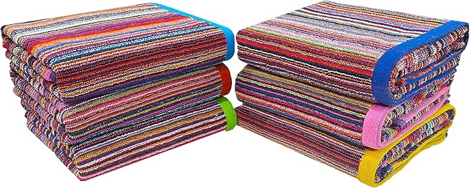BolBom*S Bath Towel Set 4 Pack,30 x 60 Inches Large 100% Cotton Stripe Bath Towel Soft,Absorbent and Quick Dry Towels for Bathroom, Pool, Beach, Swim and Yoga, Bathroom Towels for Daily Use