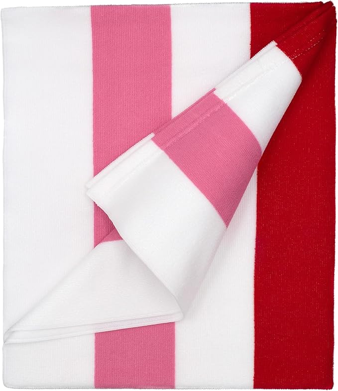 cabanana Large Oversized Beach Towel - Microfiber Sand Free 35 x 70 Inch Quick Dry Lightweight Pool Towel for Adults, Thin Striped Swim Towel (Pink)