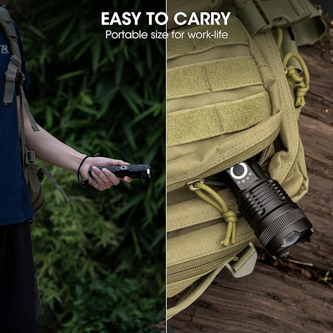 Flashlights Rechargeable LED High Lumens - 4 Pack 90,000LM Super Bright Flashlight, Adjustable Powerful Flash Light with 5 Modes, Waterproof Handheld Flashlight for Home, Camping