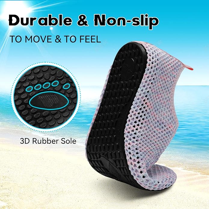 Scurtain Barefoot Water Shoes for Women Men Beach Swim Aqua Socks Summer Quick-Dry Sandals Slippers