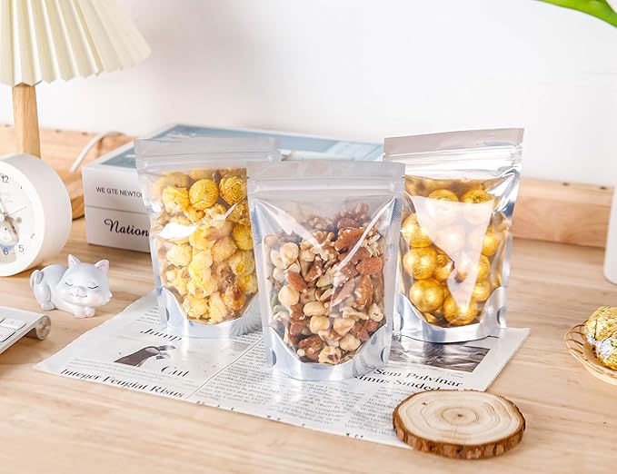 100 PACK 4x6 Mylar Bags for Food Storage Resealable Stand Up Bags for Small Business Packaging Supplies Clear Foil Food Storage Packaging Bag