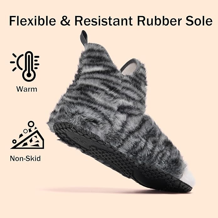 UUBARIS Bootie Slippers for Women Men Furry Warm House Sock Shoes For Indoor Outdoor Travel