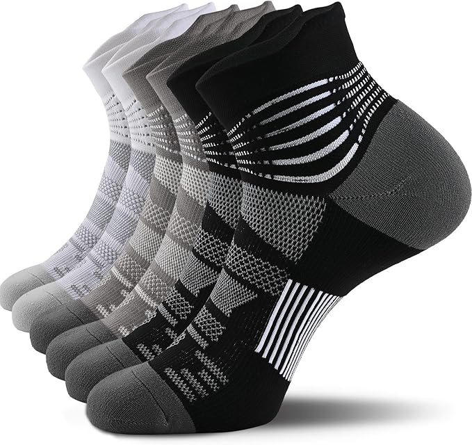 IRAMY Compression Ankle Support Socks Coolmax Wicking Cushioned Athletic Plantar Fasciitis Relief Men Women 2/3/4 Pairs