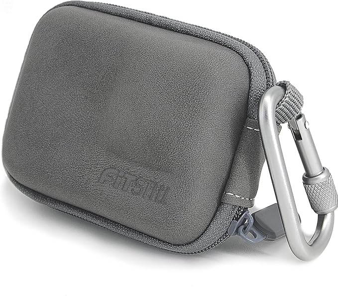 FiTSTILL Grey PU Mini Carrying Case for Go Pro Hero 13/12/11/10/9/8/7/(2018)/6/5 Black,Hard Shell Travel Storage Case for DJI Osmo Action,AKASO,Campark,YI Action Camera and More