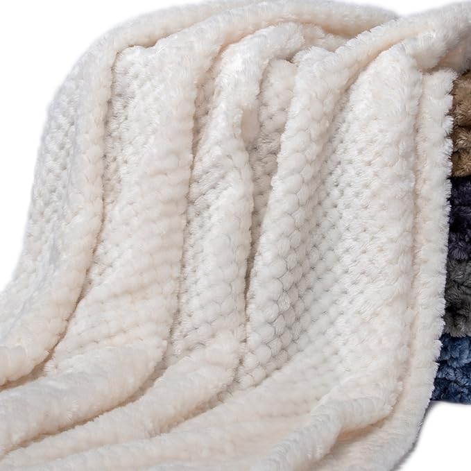 Fuzzy Blanket or Fluffy Blanket for Baby, Soft Warm Cozy Coral Fleece Toddler, Infant or Newborn Receiving Blanket for Crib, Stroller, Travel, Decorative (28Wx40L, XS-White)