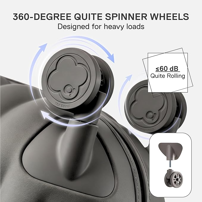 artrips Checked Luggage 24 Inch, Lightweight Hard Shell Suitcase with Spinner Wheels, Medium Travel Suitcase for 4–7 Day Trips, Grey