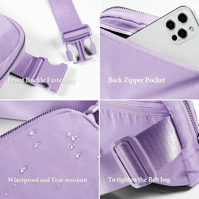 Cross Body Fanny Packs for Women Fashion Waist Bag Pouch Nylon Small Travel Crossbody Bags Mini Purse Everywhere Belt Bag Bum Bag Adjustable Strap for Workout Running Hiking Lavender Fog