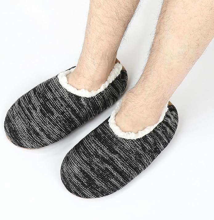 Keyela Mens Slipper Socks With Non Skid Bottoms, Warm Slipper Socks With Grippers For Men, Fuzzy House Slippers