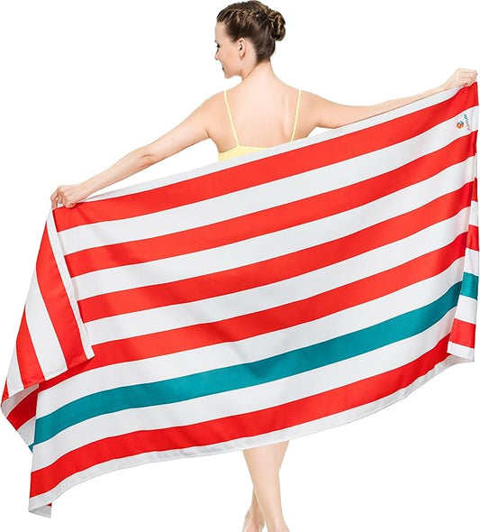 SUN CUBE Microfiber Beach Towel, Quick Dry Sand Free Beach Towel, Lightweight Compact Travel Swim Towel for Pool, Camping, Sand Resistant Packable Adult Towel - Red 60x30 Inches
