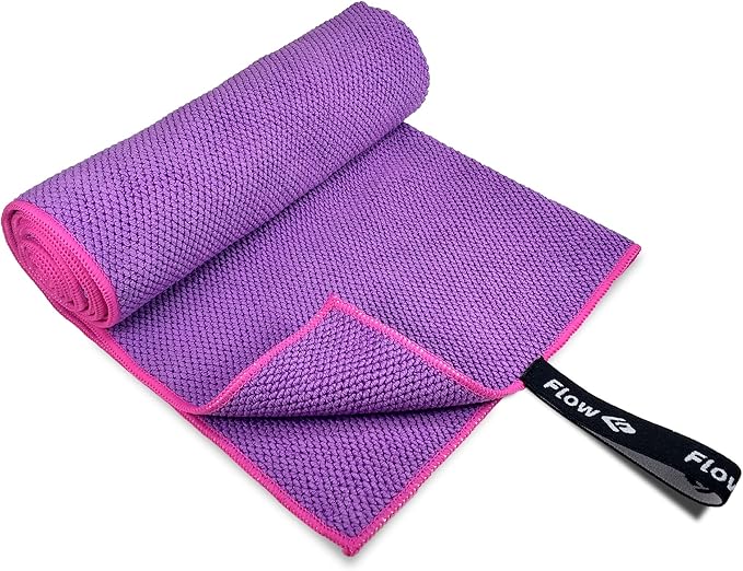 Flow Microfiber Quick Dry Swim Towel - Pool Towels for Competitive Swimming and Other Water Sports with Medium and Large Options Available (Purple, Medium (47” x 20”))
