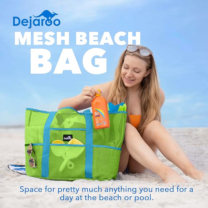 Dejaroo Mesh Sand Free Bag - Strong Lightweight Bag For Beach & Vacation Essentials. Tons of Storage!