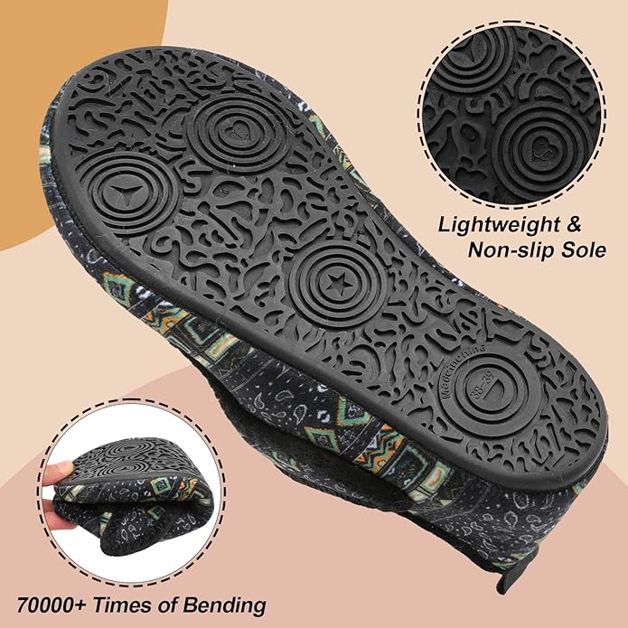 BARERUN Slippers for Women Men Wide House Diabetic Shoes for Women Men Warm Arthritis Edema Swollen Neuropathy Socks Slip on Adjustable Fuzzy Comfy Soft Womens Mens Bedroom Sliipers
