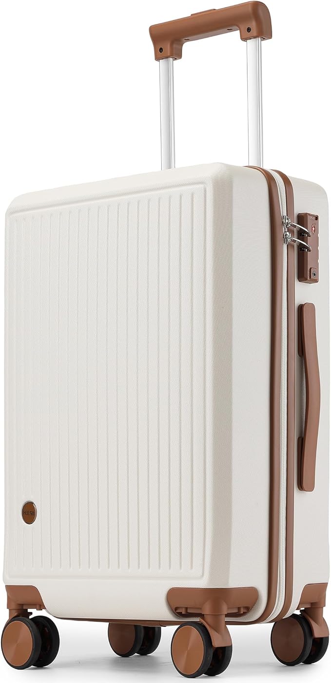 Carry on Luggage with Spinner Wheels, 22x14x9 Airline Approved Carry-on Suitcase, Small Hardside Luggage with TSA Lock,Hard Shell Suitcase,Hard Case for Travel (White, 20-Inch)