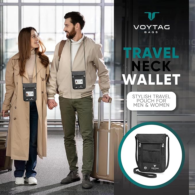 Ultra-Slim Comfort Neck Wallet & Passport Holder - RFID-Protected, Stylish Travel Pouch for Men & Women (Green)
