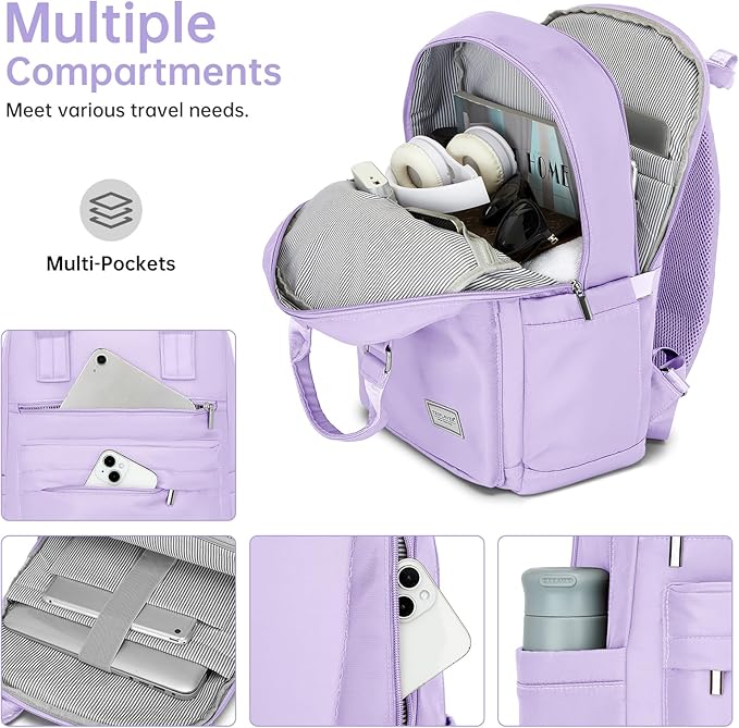 Luggage Sets 5 Piece, Large Suitcase Set with Spinner Wheels, Carry on Luggage Set with Backpack for women (3 piece set,Lavender)