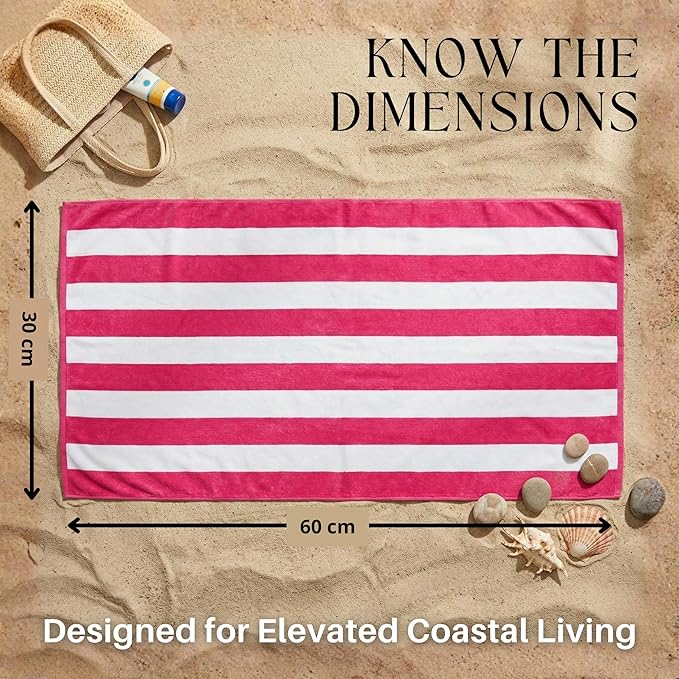 BolBom*S Beach Towels 6 Pack Large 30x60-100% Cotton Beach & Pool Towels Bulk Cabana Stripe - Quick Dry Bath Towel Set for Swim, Beach Essentials, Bathroom, Hot Tub, Yoga, Hôtel & Airbnb Guests