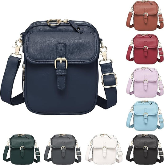 Leather Crossbody Bags for Women Travel Small Crossbody Purse Anti Theft Waterproof Bum Bag with Built in Wallet