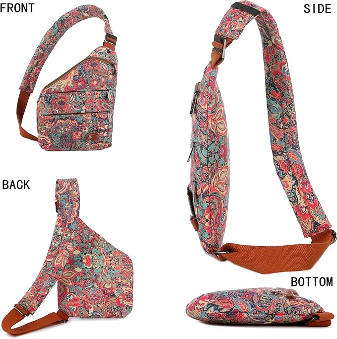 Women's Floral Small Sling Bag Anti Theft Travel purse Bag Crossbody Chest Shoulder Bag XB-16 | Floral, Anti Theft, Travel purse, Bag, Chest