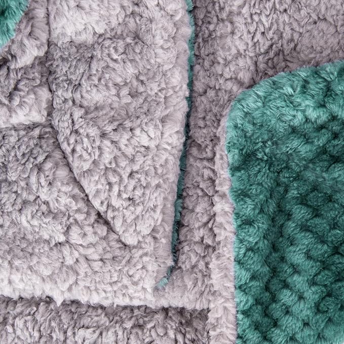 Fuzzy Sherpa Reversible Blanket for Baby, Soft Warm Cozy Coral Fleece Toddler, Infant or Newborn Reversible Blanket for Crib, Stroller, Travel, 30”×40”, Black Green