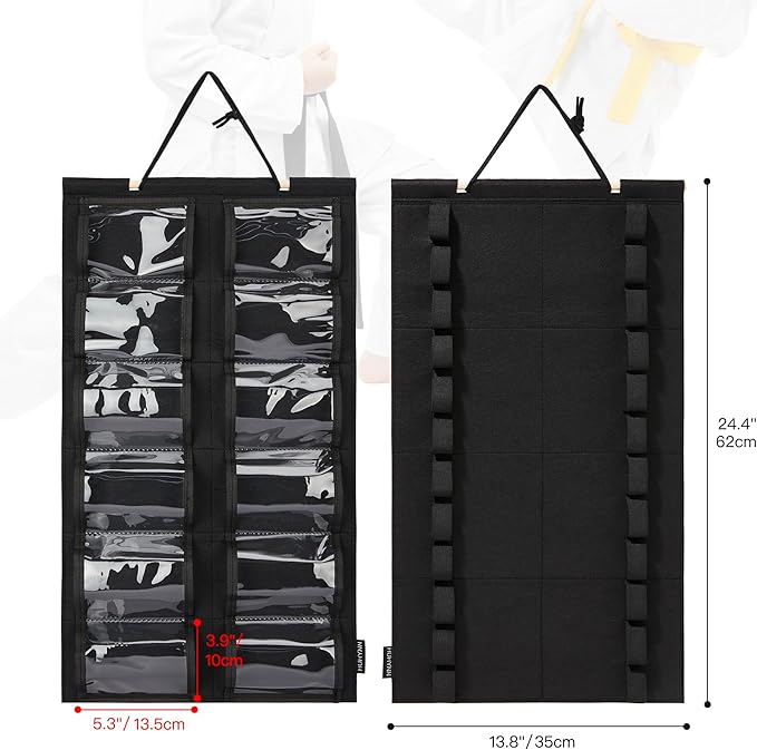 Martial Arts Belts Organizer, Hanging Karate Belt Display Holds 12 Karate Belts for Martial Arts Learners(No Accessories Included)