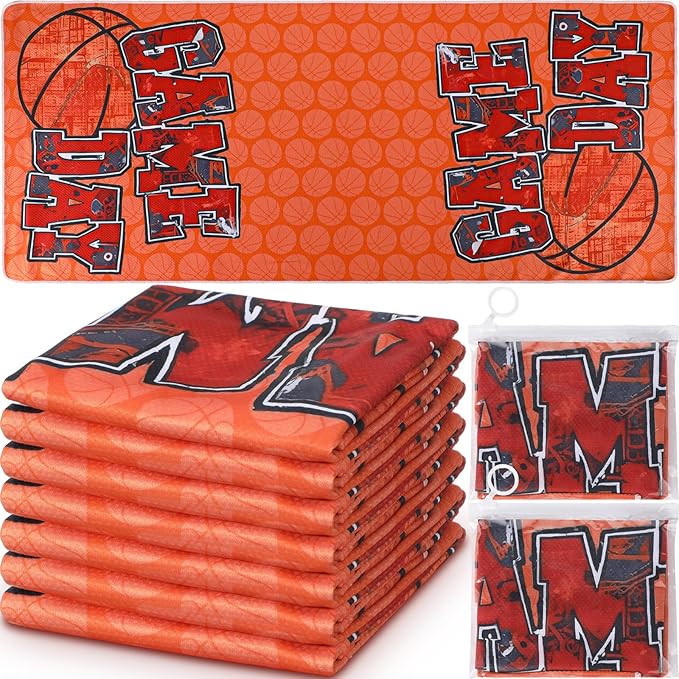 12 Pcs Basketball Game Day Accessories Basketball Cooling Towels Ball Team Gift Microfiber Breathable Chilly Towel 35" x 15" Sports Soft Ice Towel for Coach Training