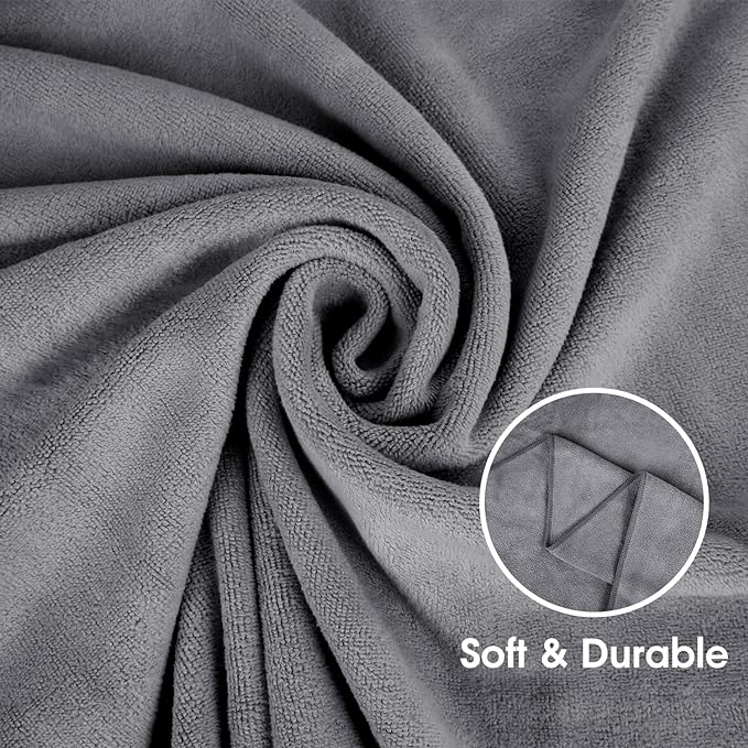 JML Bath Towels Set 6 Pack (30" x 60") - Extra Large Microfiber Bathroom Towel, Absorbent, Quick Drying for Adult, Swim, Gym, Spa, Fitness, Sports, Yoga, Grey