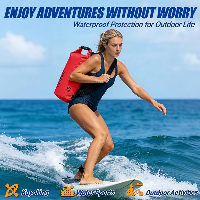Waterproof Dry Bag, 5L/10L/20L/30L/40L Roll Top Lightweight Storage Backpack with Phone Case for Women & Men, Floating Waterproof Sack for Travel, Swimming, Kayaking, Paddle Board, Camping & Beach