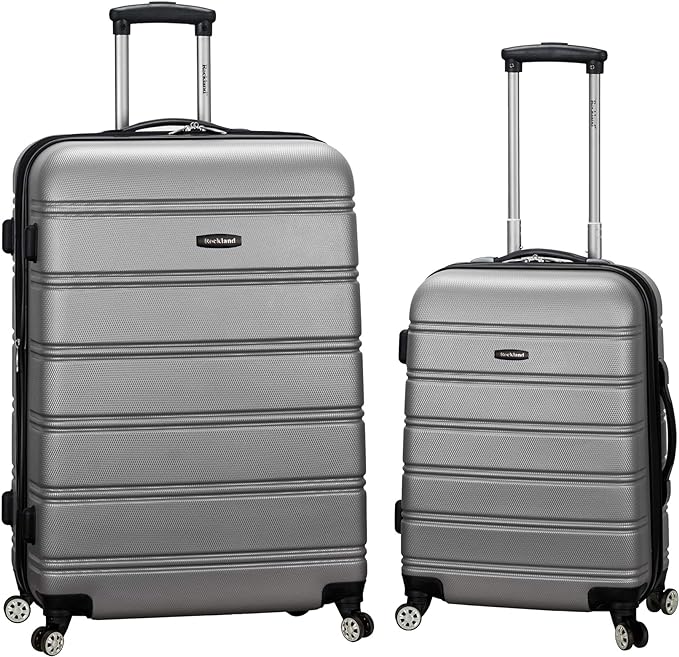 Rockland Melbourne Hardside Expandable Spinner Wheel Luggage, Silver, 2 Piece Set (20"/28")