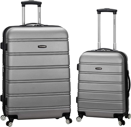 Rockland Melbourne Hardside Expandable Spinner Wheel Luggage, Silver, 2 Piece Set (20"/28")